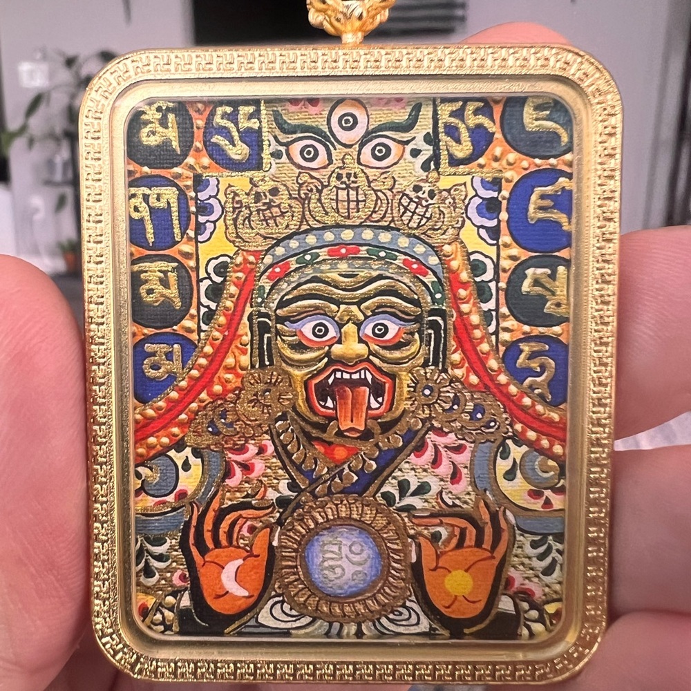 Tibetan Thangka pendant featuring Zaki Lhamo